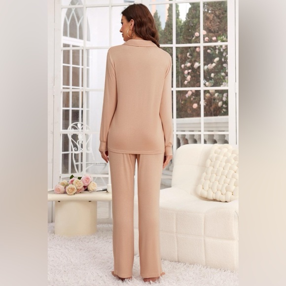 Button Up Long Sleeve Top and Pants Lounge Set - Picture 8 of 14